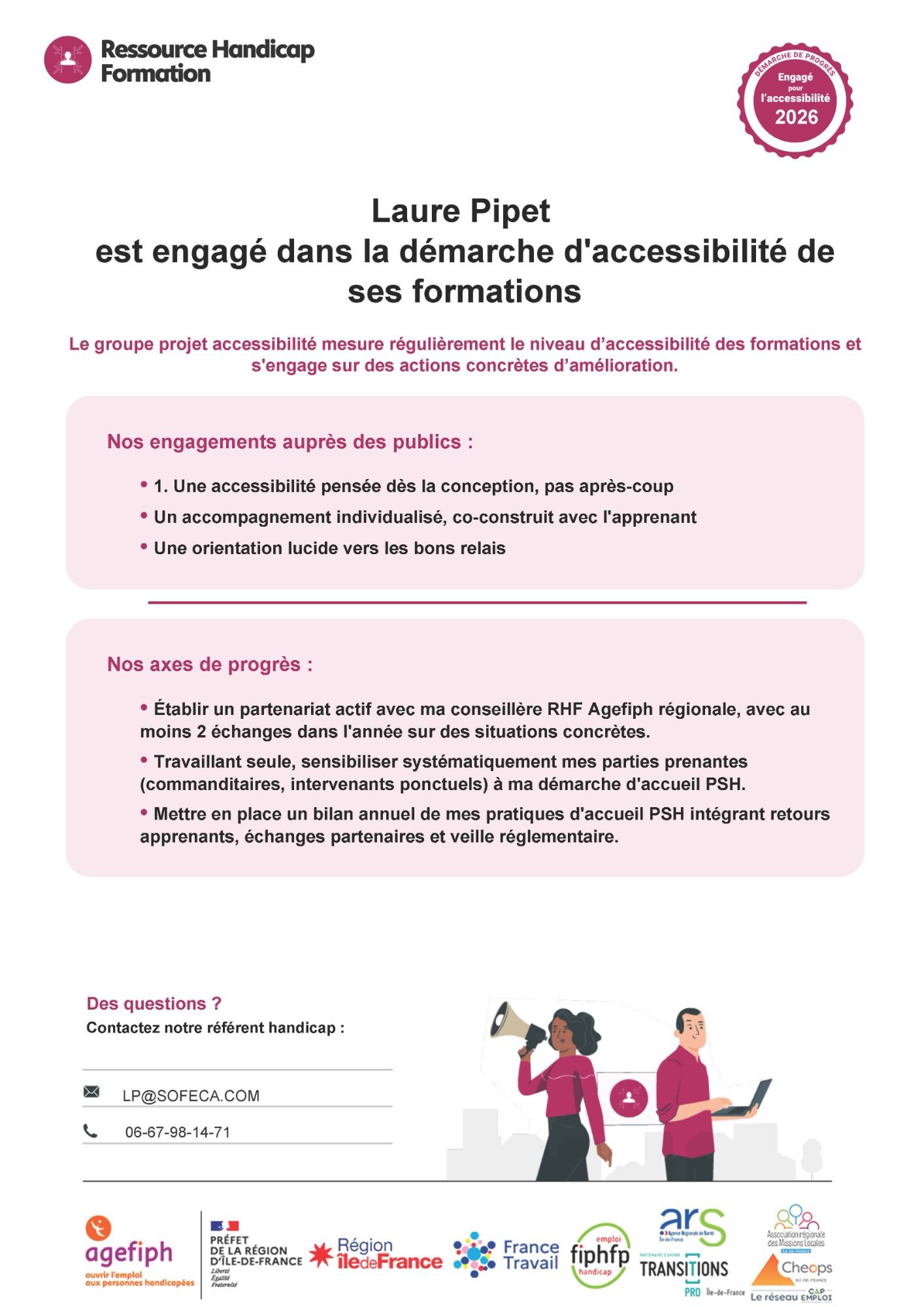 Ressource Handicap Formation — Laure Pipet est engagée dans la démarche d'accessibilité de ses formations
